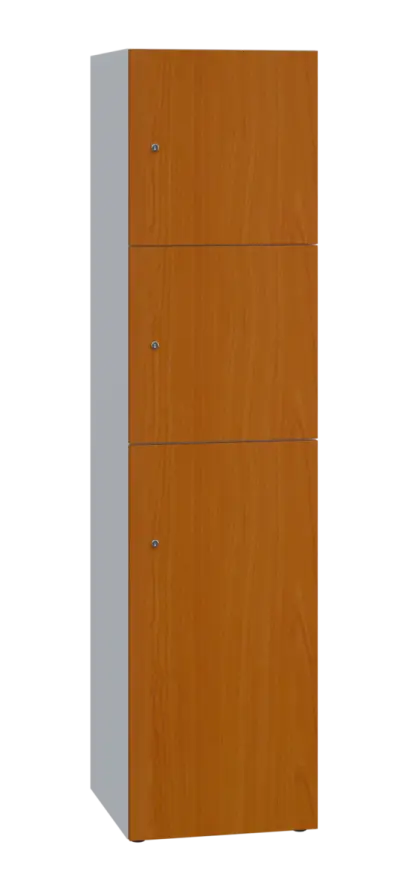 DOMINIT 432 úložná skříň 3-boxová, 1817x450x400 mm, korpus bílý, dvířka třešeň šumavská